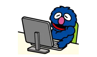 💻 Grover โกรเวอร์, เซซามีสตรีท, การ์ตูน, คอมพิวเตอร์, ทำงาน telegram sticker