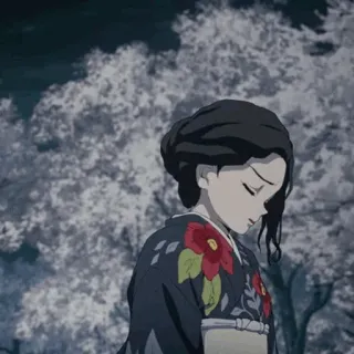 🎏 woman, anime, kimono, flowers, character, traditional clothing telegram sticker