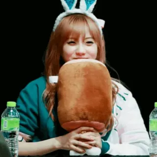 🥨 女性, うさ耳, ぬいぐるみ, 笑顔, ポートレート telegram sticker