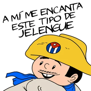 🥳 A MÍ ME ENCANTA ESTE TIPO DE JELENGUE การ์ตูน, หมวกคิวบา, jelengue, สเปน, สีหน้า, น่ารัก, ผู้ชาย whatsapp sticker
