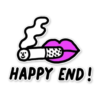 🔥 HAPPY END! cigarrillo, labios, fumando, feliz telegram sticker