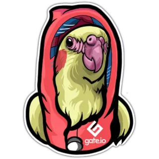 😀 gate.io 앵무새, 카카티엘, 새, 후드티, gate.io, 암호화폐 telegram sticker