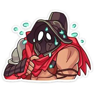😓 personaje, armadura, máscara, capucha, pegatina telegram sticker