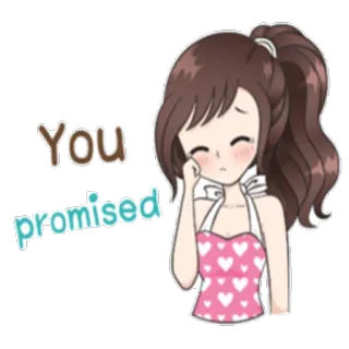 😢 You promised chica, triste, promesa, dibujo animado, emoción whatsapp sticker