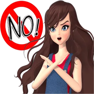😡 NO! não, cruz, menina, negativo, recusa, proibido telegram sticker