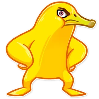 😠 Мультфильм, Желтый, Злой, Утка, Смешной, Наклейка telegram sticker