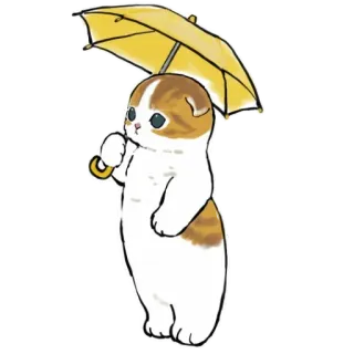 ☂ gato, paraguas, lindo, gatito, adorable, dibujo, pegatina whatsapp sticker