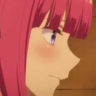 🙁 Anime, Garota, Cabelo rosa, Perfil lateral, Rubor telegram sticker