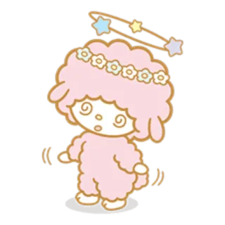 🤕 овца, звезды, мультфильм, головокружение, розовый, милый whatsapp sticker