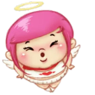 💋 ange, dessin animé, ailes, auréole, mignon, kawaii telegram sticker