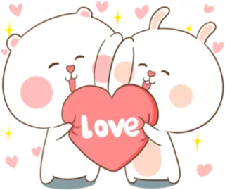 🐽 Love amor, coração, fofo, urso, coelho, desenho animado telegram sticker