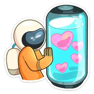 ❤️ astronauta, espaço, corações, amor, pote, fofo, adesivo telegram sticker