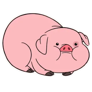 😖 Waddles Gravity Falls babi, kartun, hewan, lucu, merah muda telegram sticker