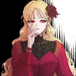 ♦️ donna, occhi rossi, vestito, capelli biondi, fantasy telegram sticker