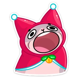 😮 cat, sticker, cartoon, animal, pink, meme telegram sticker