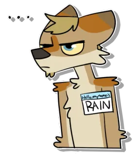 💢 Hello, my name is RAIN cartoon, animal, dog, name tag, rain telegram sticker