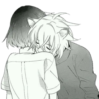 😻 Anime, Gatto, Abbraccio, Carino, Amicizia, Manga, Rassicurante telegram sticker