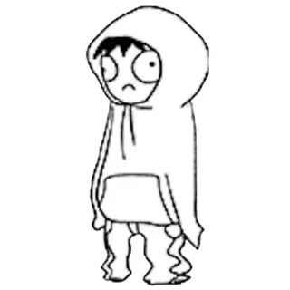 ☹ Kreskówka, Bluza z kapturem, Rysunek, Postać, Szkic telegram sticker