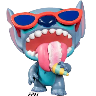 🍦 Stitch Lilo and Stitch, Disney, cartoon character, alien, ice cream, sunglasses, funko pop telegram sticker