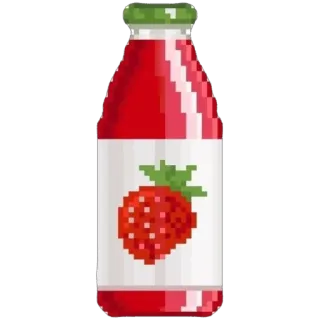 🫥 strawberry, juice, pixel art, drink, fruit, bottle telegram sticker