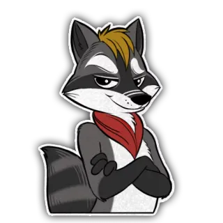 😏 raton laveur, dessin animé, animal, suffisant, anthropomorphe, personnage, drôle telegram sticker