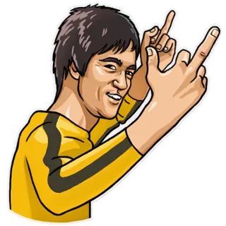 🖕 Bruce Lee Bruce Lee, arts martiaux, kung-fu, geste offensant whatsapp sticker