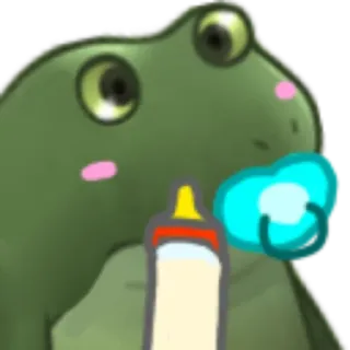 😂 カエル, 赤ちゃん, おしゃぶり, 動物, かわいい telegram sticker