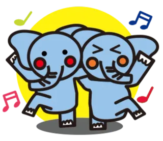 🕺 Elefanten, Tanzen, Cartoon, Süß, Tiere, Noten telegram sticker