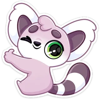 👍 lemur, zwierzę, kreskówka, słodki, naklejka, mrugający, środkowy palec telegram sticker