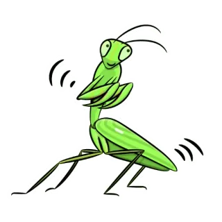 🕺 louva-a-deus, inseto, verde, animal, natureza, desenho animado, bicho telegram sticker
