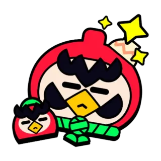😐 autocollant, dessin animé, rouge, personnage, oiseau, endormi whatsapp sticker