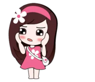 🙉 卡通, 女孩, 可爱, 花, 粉色, 卡哇伊 whatsapp sticker