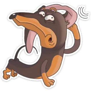 🤔 anjing, dachshund, kartun, stiker, hewan telegram sticker
