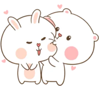 😚 cute, bunny, bear, love, kiss, animals, kawaii telegram sticker