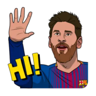 👋 Lionel Messi HI! futebol, futebol americano, atleta, desenho animado, saudação telegram sticker