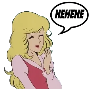 😁 HEHEHE hoạt hình, phụ nữ, cười, hehe, bong bóng thoại telegram sticker