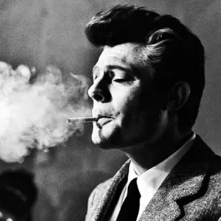 🚬 homem, fumando, cigarro, preto e branco, retrato, vintage, fumaça telegram sticker