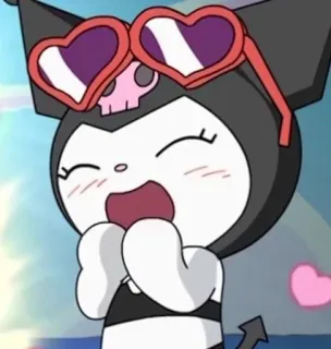 🥰 Kuromi 쿠로미, 산리오, 만화, 캐릭터, 애니메이션, 카와이, 귀여운, 하트 안경 telegram sticker