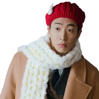 😳 man, winter, scarf, beret, coat, fashion telegram sticker