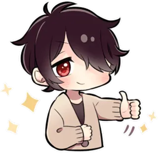 👍 chibi, anime, desenho animado, joinha, brilhos, fofo telegram sticker