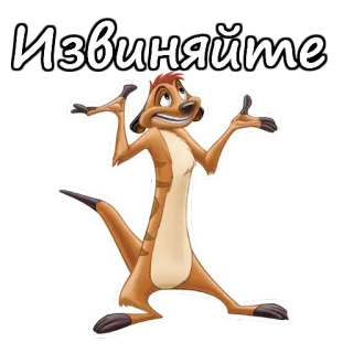 😜 Timon The Lion King Извиняйте meerkat, cartoon, apology, sorry, expression telegram sticker