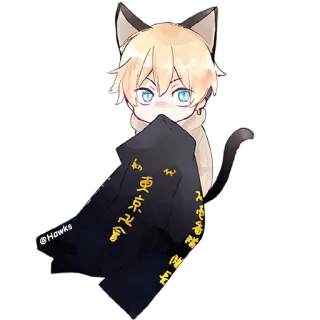 🐈 東京卍會 Anime, Manga, Tai mèo, Đuôi mèo, Văn bản tiếng Nhật telegram sticker