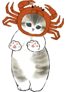🦀 kucing, kepiting, binatang, imut, hewan peliharaan, ilustrasi, kartun telegram sticker