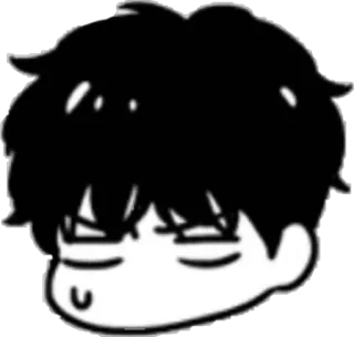 😅 anime, mangá, rosto, preto, branco, cabeça telegram sticker
