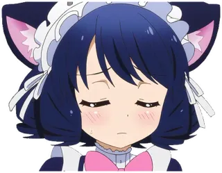 😔 Аниме, Кошачьи ушки, Горничная, Грустный, Милый telegram sticker