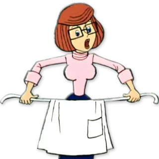 😮 cartoon, woman, apron, glasses, housewife whatsapp sticker