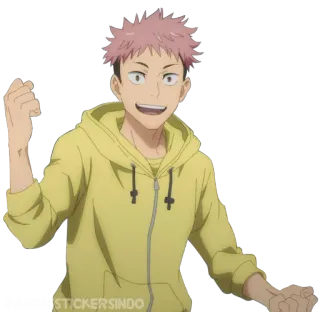 🥓 Yuji Itadori Jujutsu Kaisen Anime, Personagem, Feliz, Jujutsu Kaisen, Yuji Itadori, Sorriso telegram sticker