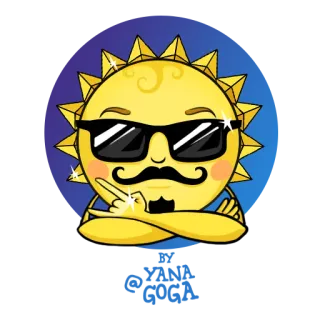 😎 sol, óculos de sol, legal, desenho animado, bigode, emoji whatsapp sticker