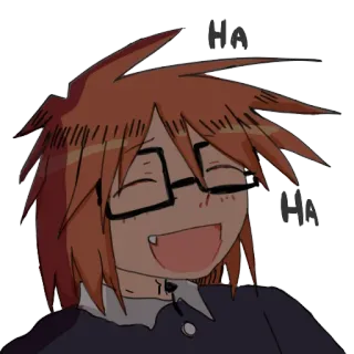 🤩 HA HA riendo, gafas, anime, manga, feliz, dibujos animados telegram sticker