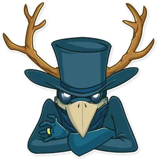 👿 corvo, corna, cappello, animale, cartone animato, adesivo, personaggio whatsapp sticker